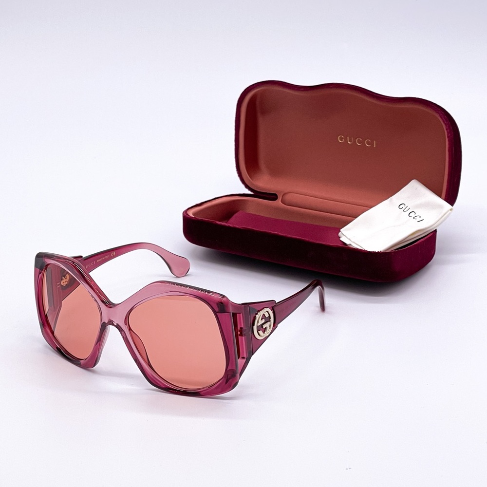 NEW GUCCI GG0875S 003 OVERSIZED PINK WOMEN SUNGLASSES GUCCI - Picture 2 of 16